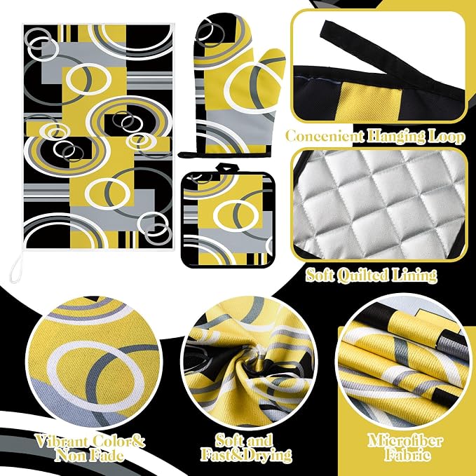 Jingmore 6 Pcs Kitchen Decor Set Accessory Farmhouse Kitchen Towels Pot Holders - Image 6