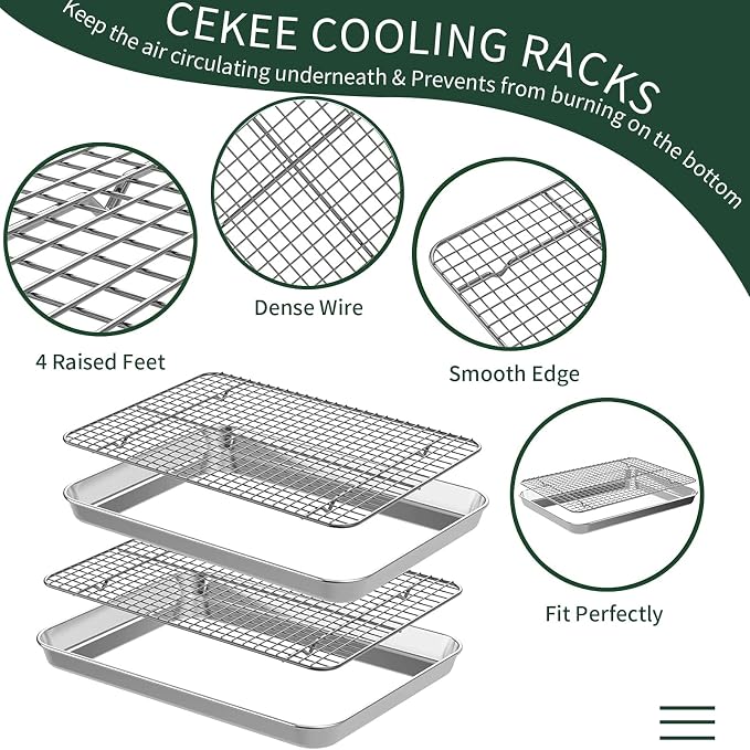 CEKEE 4 PCs Small Baking Sheet - Image 4