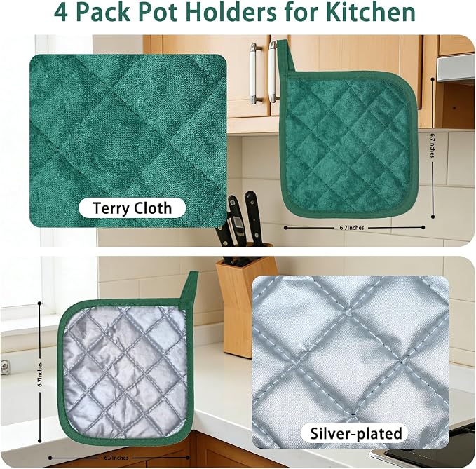 4 Pack Pot Holders for Kitchen Clearance Oven Potholders Sets for Kitchens Hot - Image 3