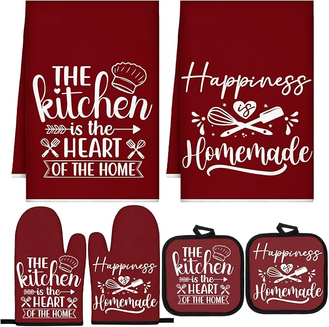 Sratte 6 Pcs Kitchen Decor Accessories Set Farmhouse Towels Pot Holders Oven by Sratte