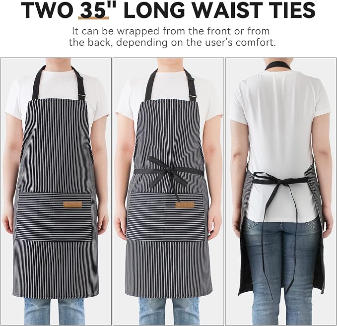 NLUS 2 Pack Kitchen Cooking Aprons, Adjustable Bib Soft Chef Apron - Image 5