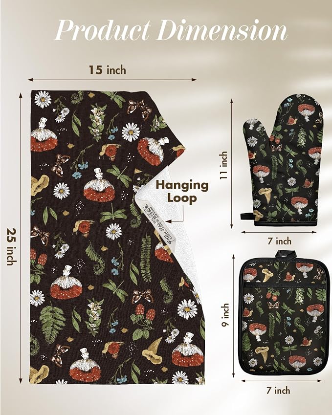 Miss Adola 270 GSM Cotton Kitchen Towels, Oven Mitt and Pot Holder - Image 5