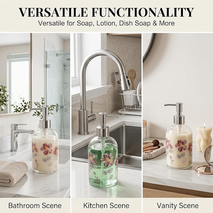 17oz Glass Soap Dispenser with Plastic Pump - Image 6