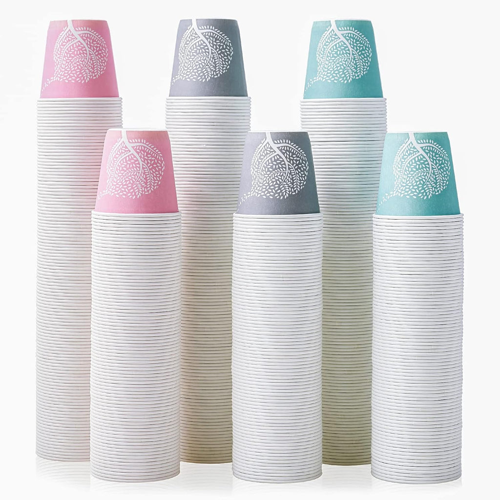 LITOPAK 600 Pack 3 oz Disposable Bathroom Cups, Colorful Small Disposable Paper Cups for Parties, Picnics, Barbecues, Travel and Events