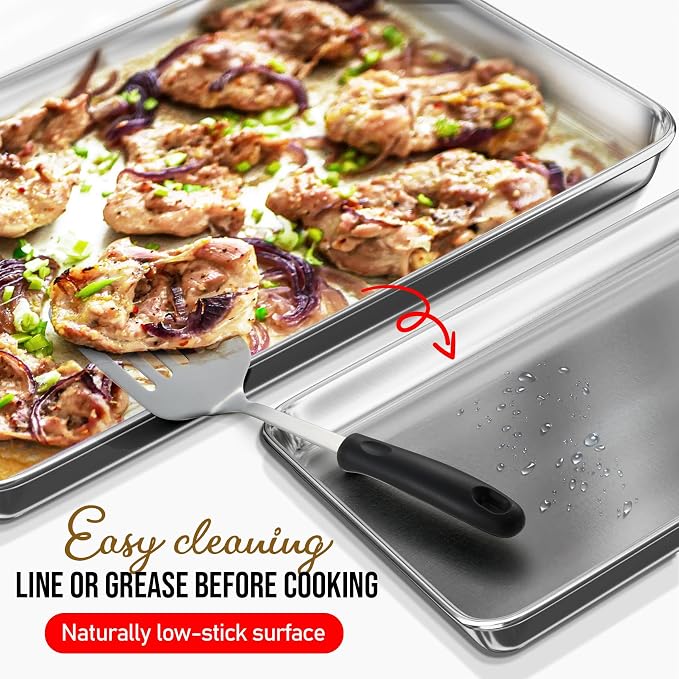 Eatex Aluminum Baking Sheet, Steel Cookie Sheet, 18” x 13” Half Sheet Baking Pan - Image 4