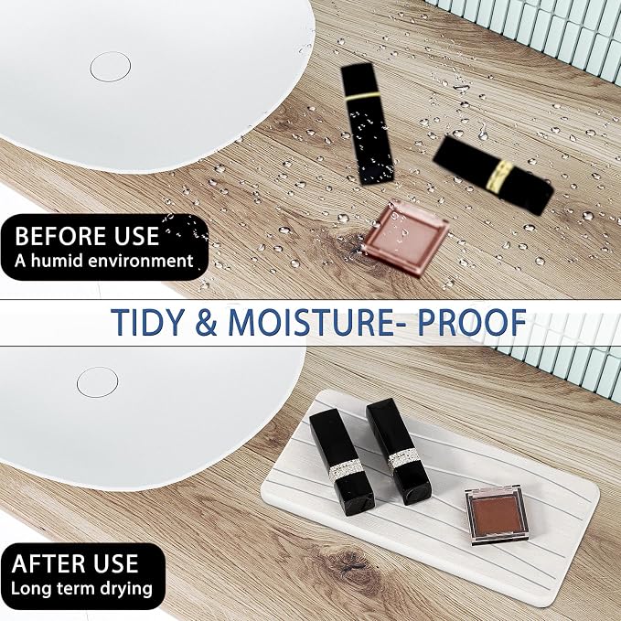 2PCS Water Absorbing Stone Tray, Fast Drying Stone Sink Tray, Water Absorbent - Image 3