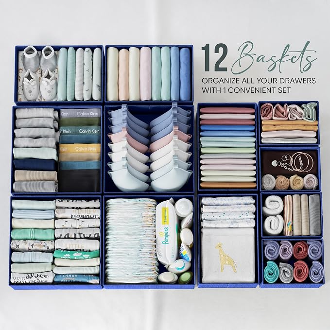Drawer Organizer Clothes Set of 12 Navy - Image 3
