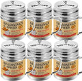 CUSINIUM [Pack of 6] 10 oz Seasonings Spice Shakers - BBQ Dry Rub Shakers - Cooking Dredge with Adjustable Fan-Style Lid and Handles
