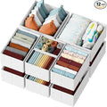 Drawer Organizer Clothes Set of 12 White-Grey by Neaterize
