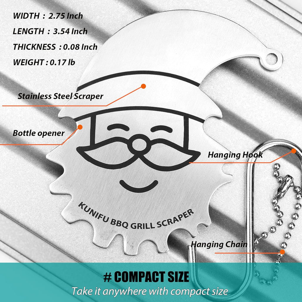 Stocking Stuffers, Ideal Gifts for Christmas, for Men, Dad, Husband, Boyfriend, Fathers Day, KUNIFU BBQ Grill Scraper