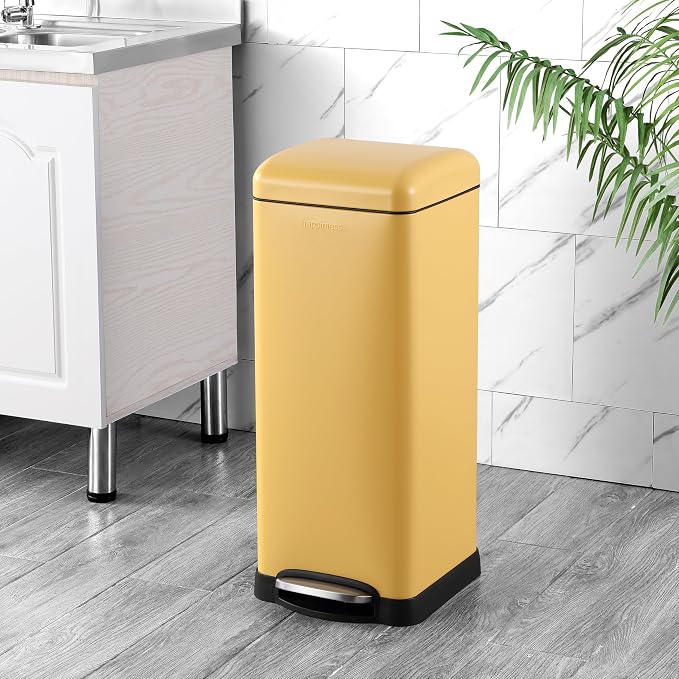 happimess HPM1007K Betty Retro 8-Gallon Step-Open Trash Can, Daffodil Yellow - Image 2