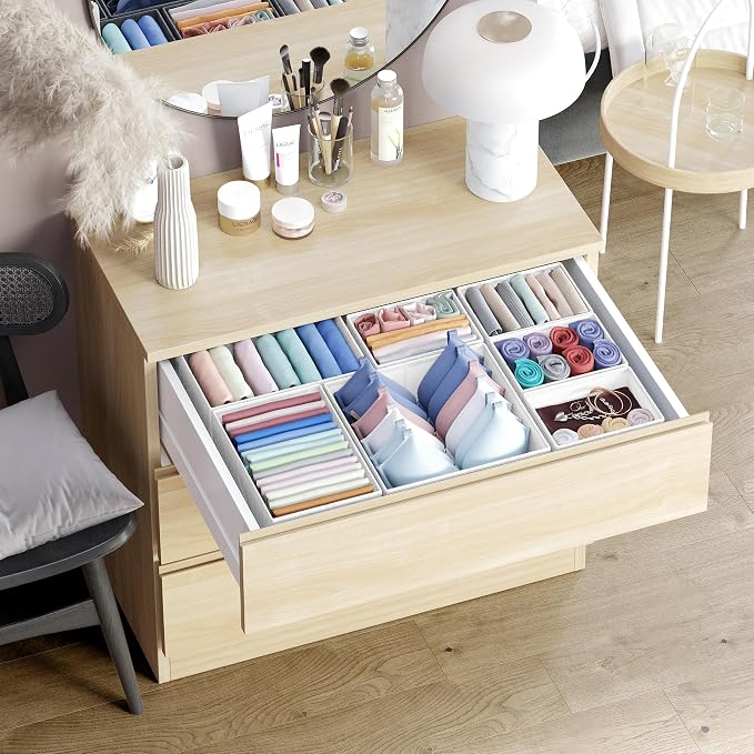 Drawer Organizer Clothes Set of 12 White-Grey - Image 5