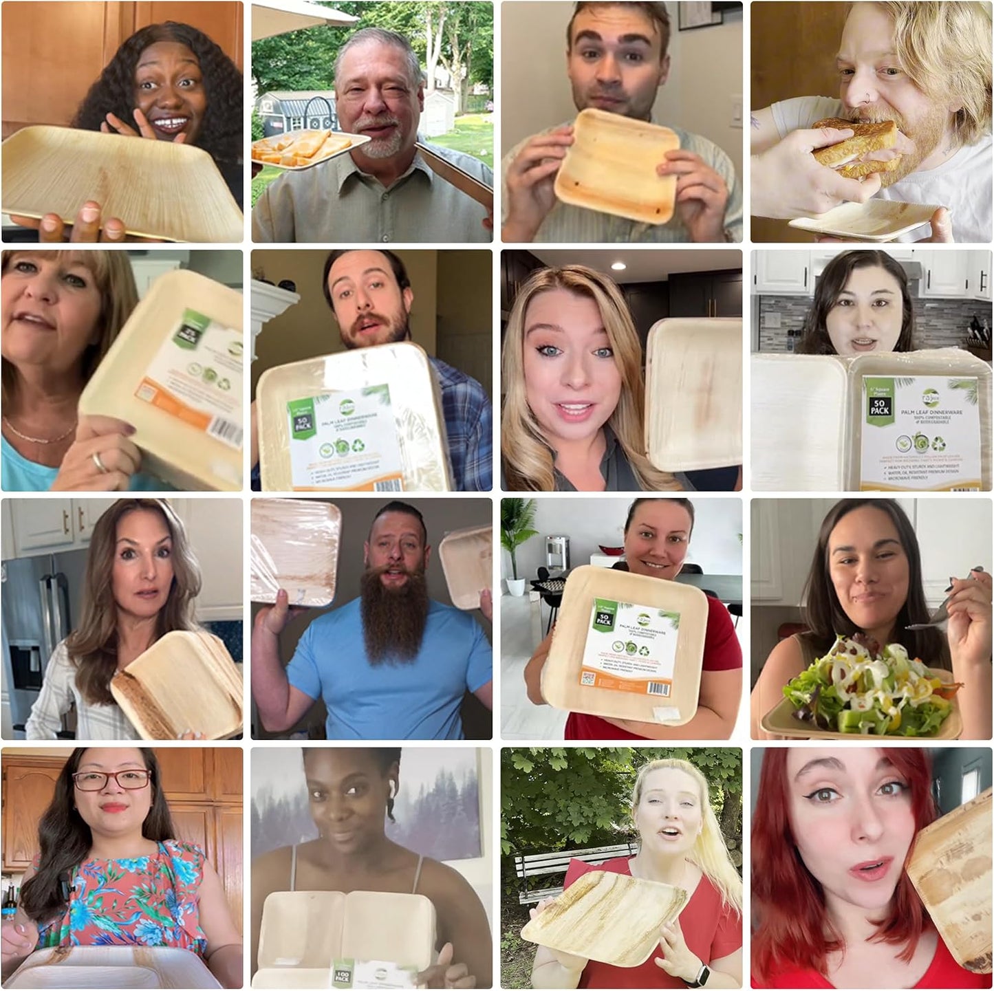 Raj Palm Leaf Plates [200-Pack] 6" Square Plates like Bamboo plates Disposable, Strong, Decorative Compostable Tableware for wedding, Lunch, Dinner, Birthday, Camping, Outdoor BBQ, Picnic