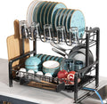 2 Tier Black Dish Drainer Drying Rack by Boosiny
