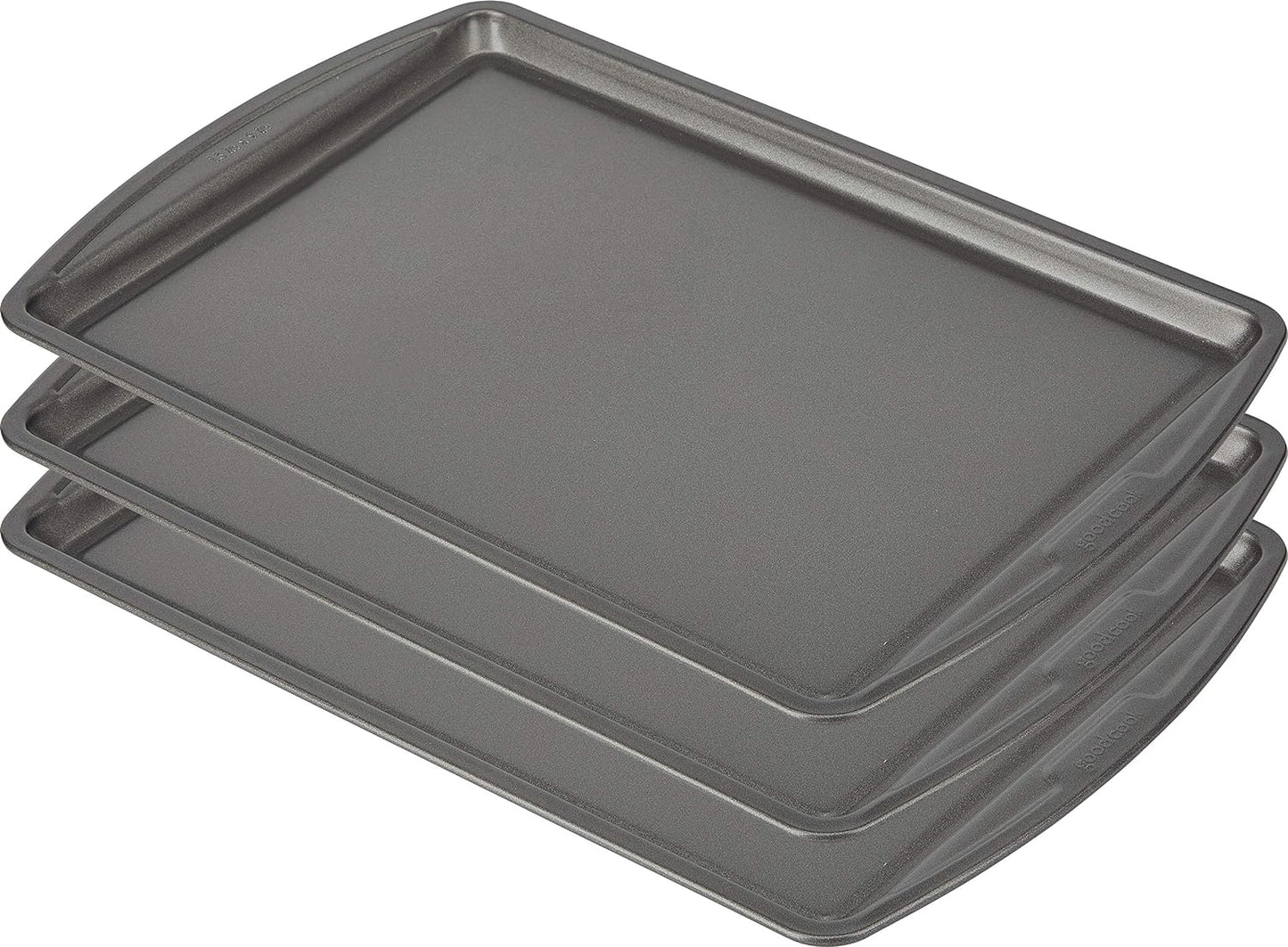GoodCook Everyday Nonstick Carbon Steel 13” x 9” Baking Sheet Set, 3 Pack – Standard-Sized Carbon Steel Cooking Pans, Bakeware Set, Cookie Sheets for Baking, Oven Pan Set
