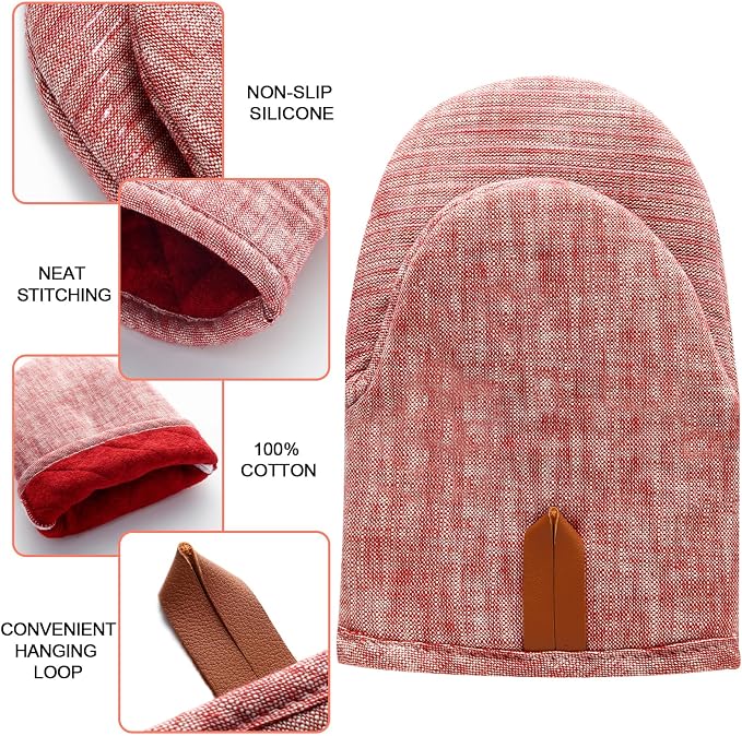4Pcs Heat Resistant Oven Mitts & Potholders, Flexible Kitchen Accessories - Image 4
