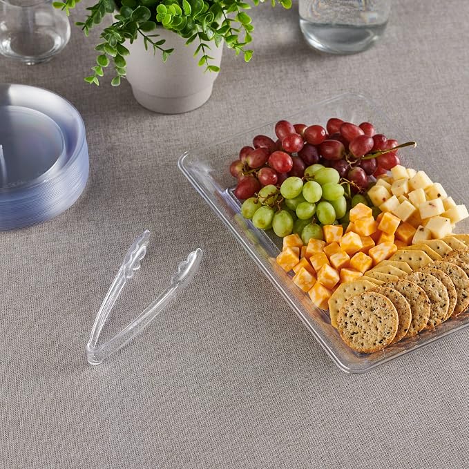Plasticpro 7.5'' Serving Tongs Heavy Duty Reusable Kitchen and BBQ Clear - Image 2