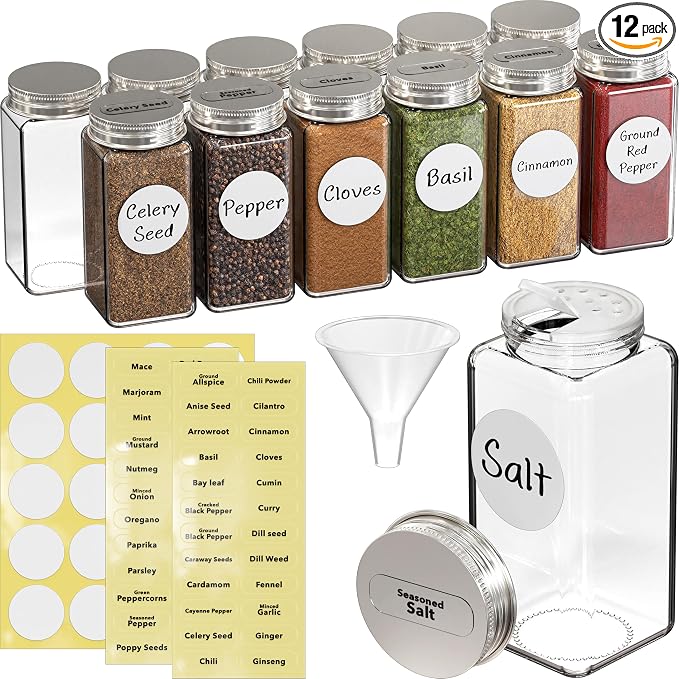 Simple Houseware Spice Jars 4 Ounce Square Glass Bottles by SimpleHouseware