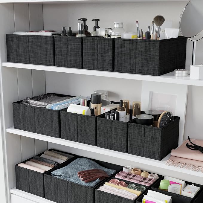 Drawer Organizer Clothes Set of 12 Black - Image 6