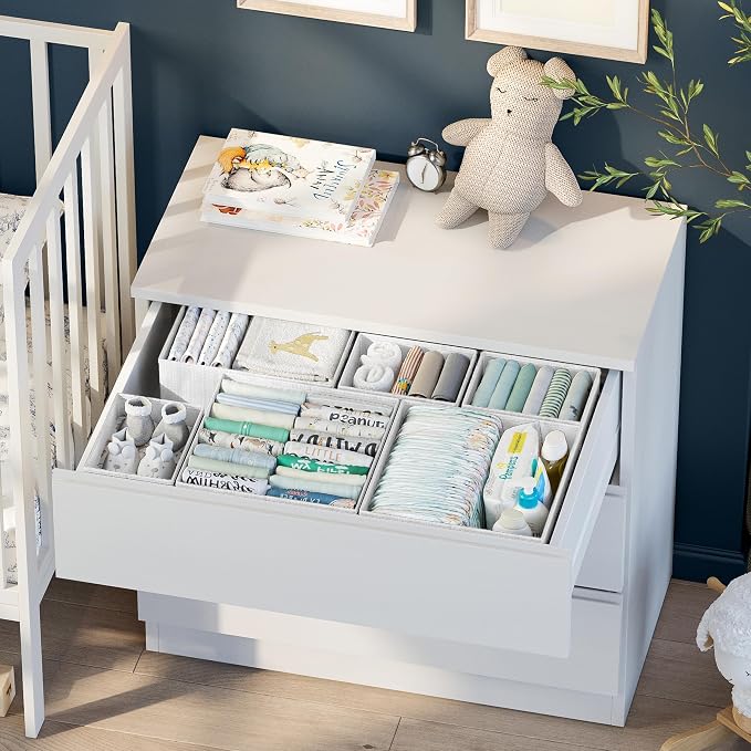 Drawer Organizer Clothes Set of 12 White-Grey - Image 4