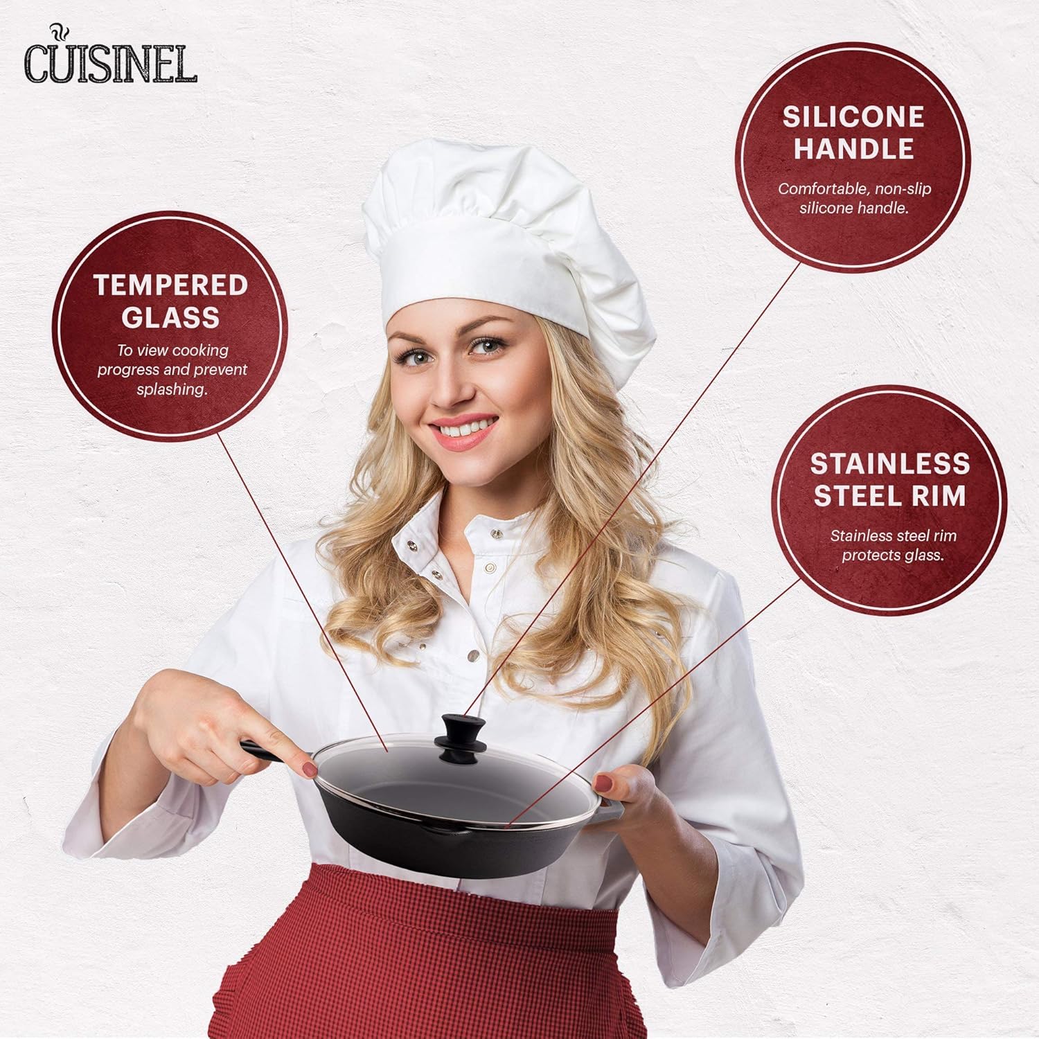 Glass Lid - 10"-inch/25.4-cm/264mm - Compatible with Lodge - Fully Assembled Tempered Replacement Cover - Oven Safe for Skillet Pots Pans - Universal for all Cookware: Cast Iron, Stainless Steel