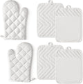 GROBRO7 6Pcs Cotton Oven Mitts and Pot Holders Set Heat Resistant Hot Pads by GROBRO7