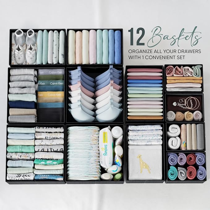 Drawer Organizer Clothes Set of 12 Black - Image 4