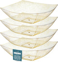 Posh Setting - Gold Glitter Plastic Serving Bowls for Party (64oz - 4 Pack) Square Bowls, Disposable Chip Bowls, Candy Bowls for Party Table, Salad Bowls for Party, Candy Containers for Candy Buffet