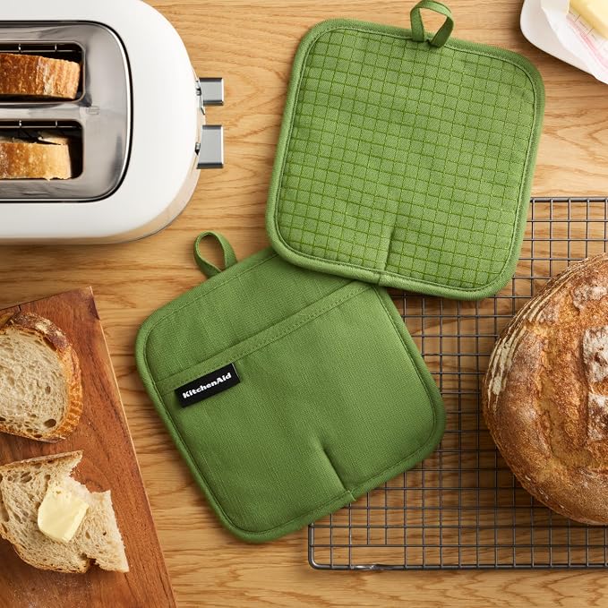 KITCHENAID Gourmet Series Gridlines Pot Holders 2-Pack Set, Heat Resistant up - Image 2