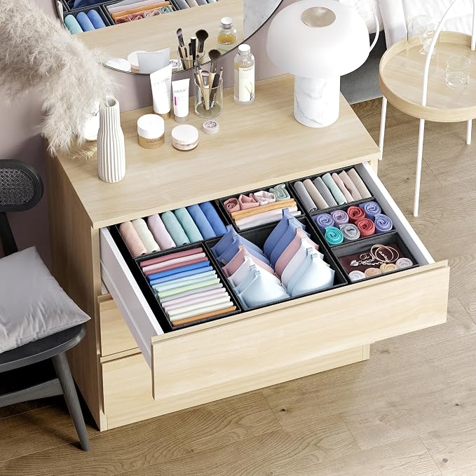 Drawer Organizer Clothes Set of 12 Black - Image 5