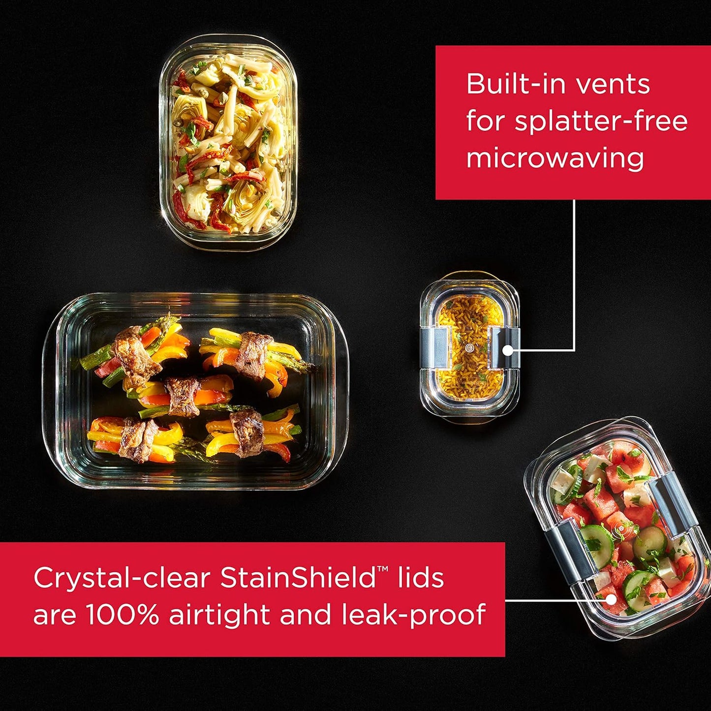 Rubbermaid Brilliance Glass Food Storage Containers, 8 Cup, Set of 2, BPA-Free, Leak-Proof, Clear