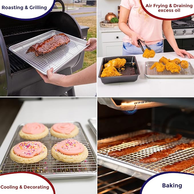 KITCHENATICS Aluminum Jelly Roll Pan 15x10 and Stainless Steel Rack Set - Image 5