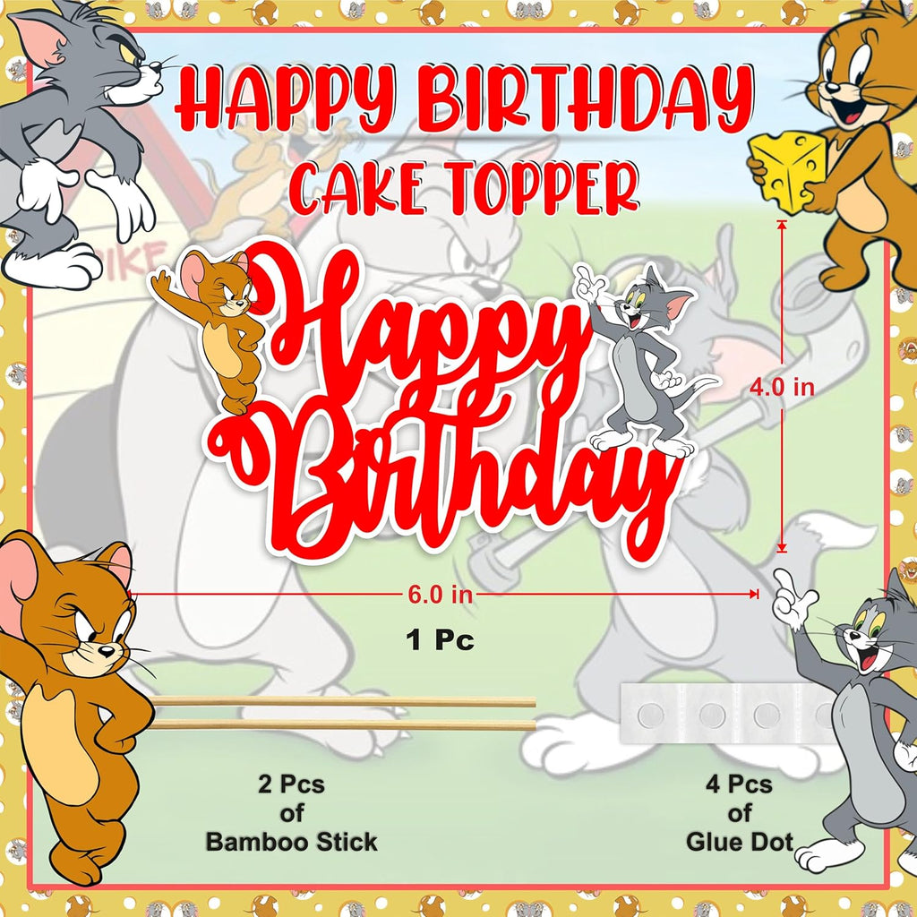 Tom & Jery Happy Birthday Cake Topper