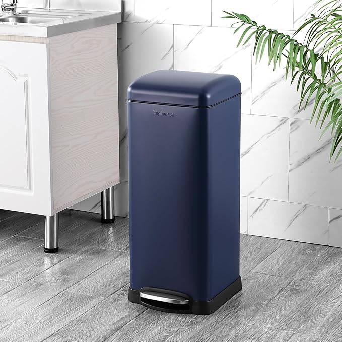 happimess HPM1007H Betty Retro 8-Gallon Step-Open Trash Can, Fingerprint - Image 2