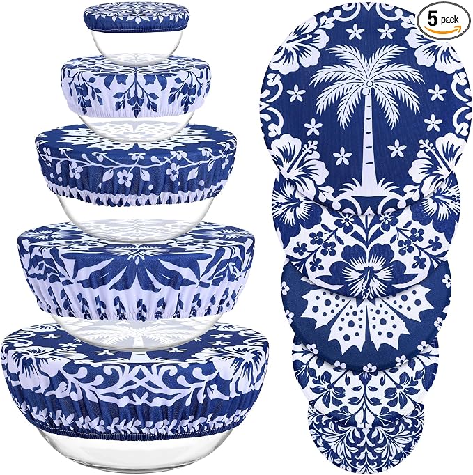 5 Pieces Bowl Covers Reusable, 5 Size Elastic Cloth Bowl Covers by Revahope