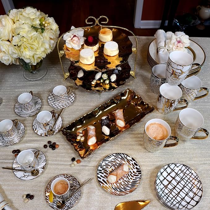 Matrix Gold Porcelain Coffee & Tea Mug Set – Premium Fine Porcelain - Image 6