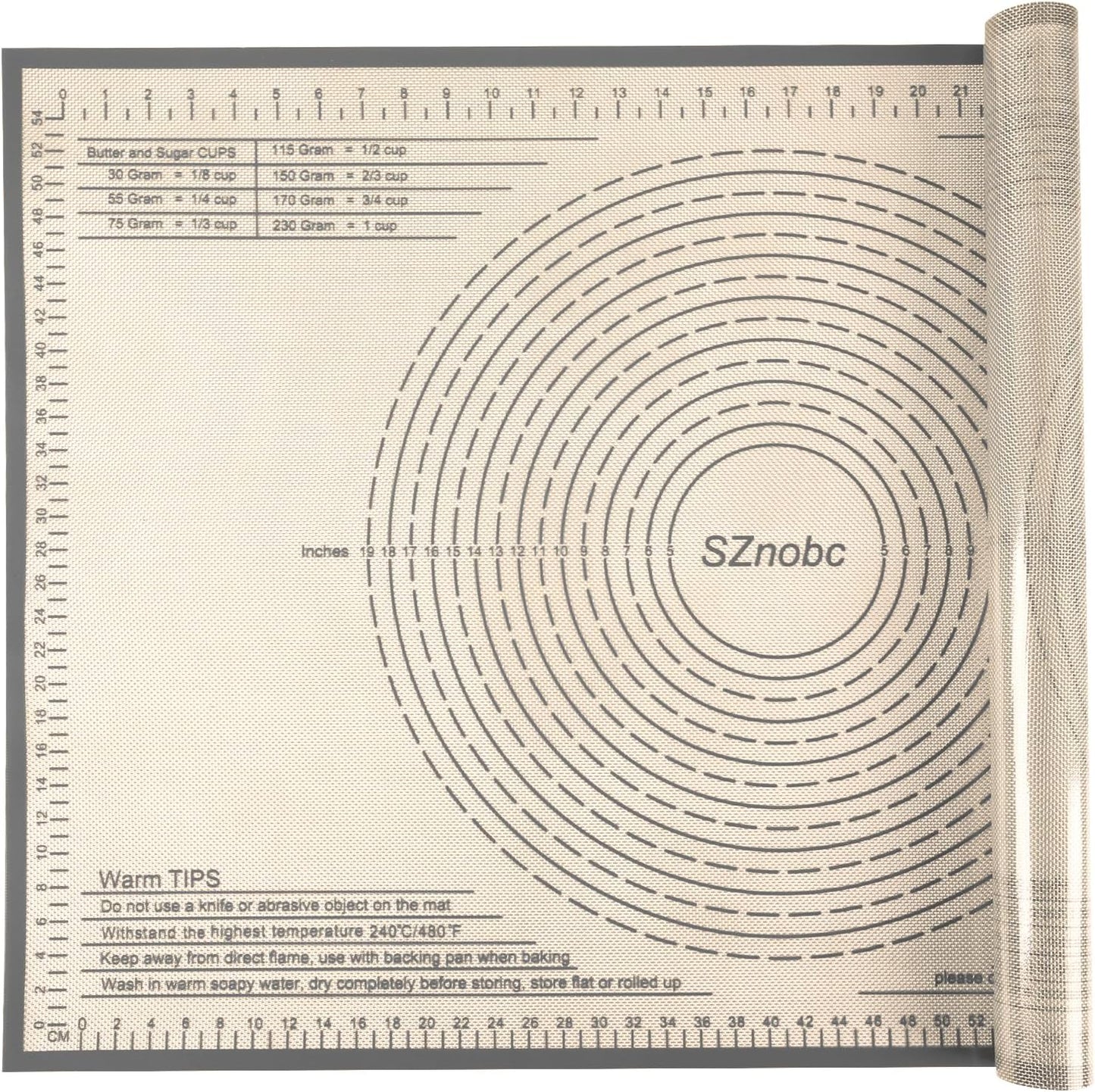 Non-slip Silicone Pastry Mat 36X24 inches Baking Mat with Measurement, Perfect for Dough, Pastry, Pie Crust, Fondant, Cookies, Bread, Pasta, Pizza, Food Grade Kitchen Counter Mats
