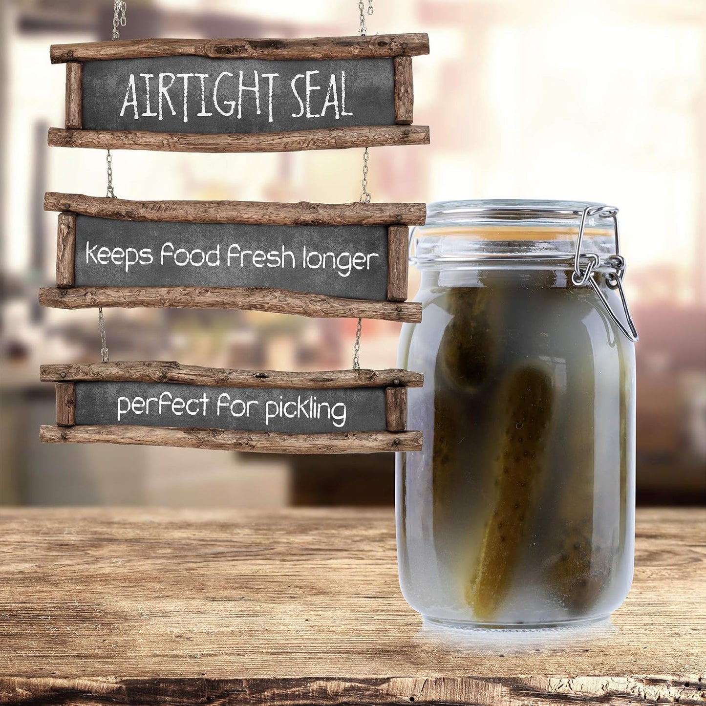 Galashield Glass Jars with Lids 50 oz Food Storage Jars with Airtight Lids Leak Proof Glass Canisters Kitchen Jars [Set of 2]