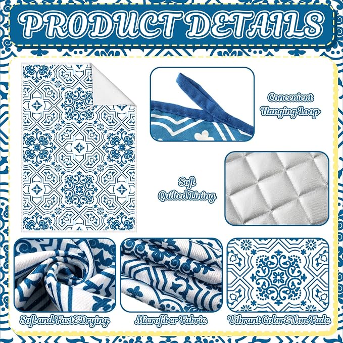 Jingmore 6 Pcs Kitchen Decor Set Accessory Farmhouse Kitchen Towels Pot Holders - Image 5