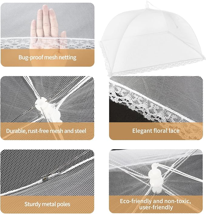 NEPAK 6 Large and Tall Food Covers, Pop-up Mesh Food Covers Nets - Image 7