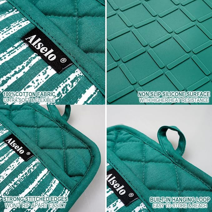 Alselo Silicone Pot Holders Set of 3 Heat Resistant & Non Slip Potholders - Image 3