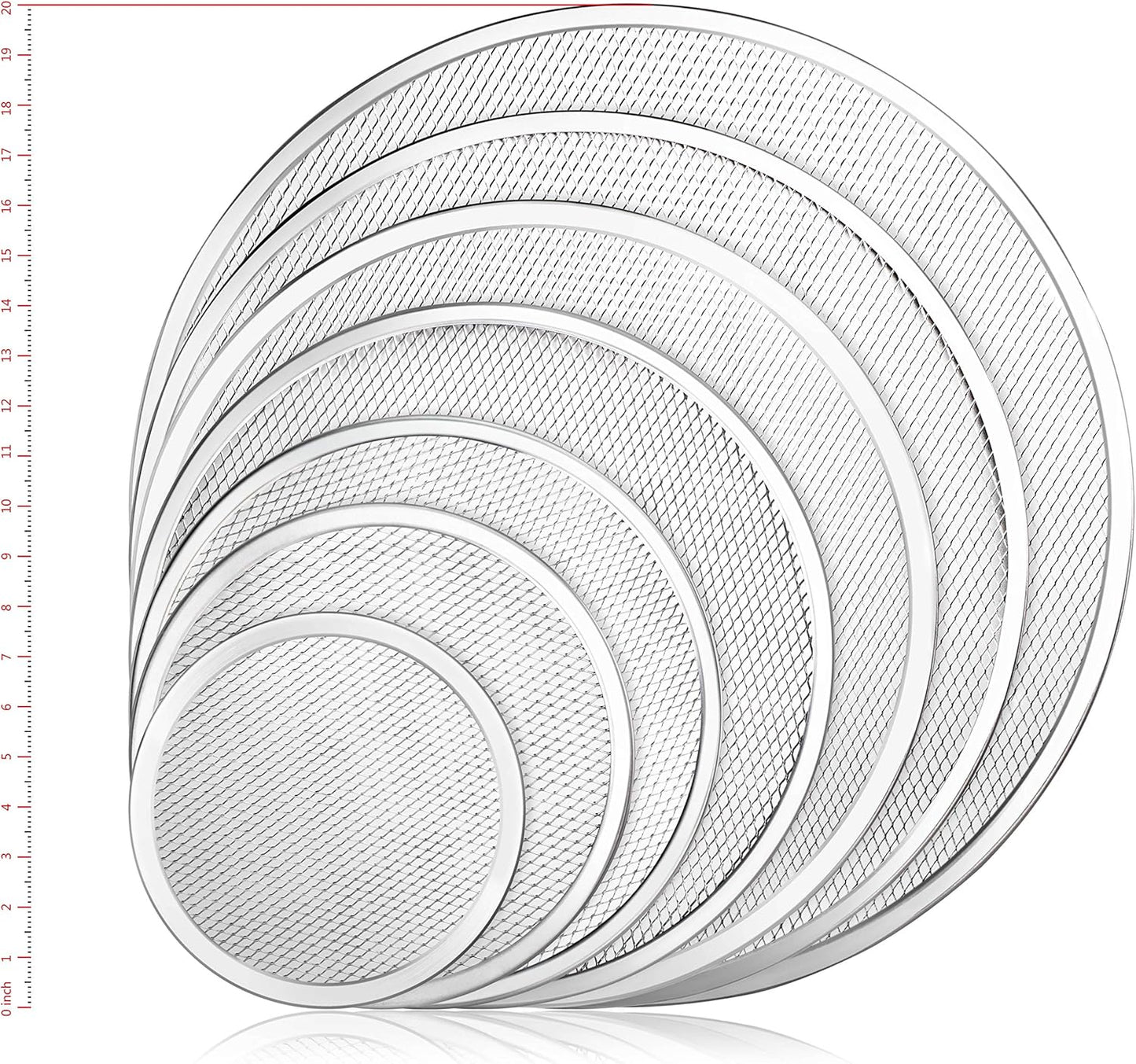 New Star Foodservice 50981 Restaurant-Grade Aluminum Pizza Baking Screen, Seamless, 18-Inch, Pack of 6