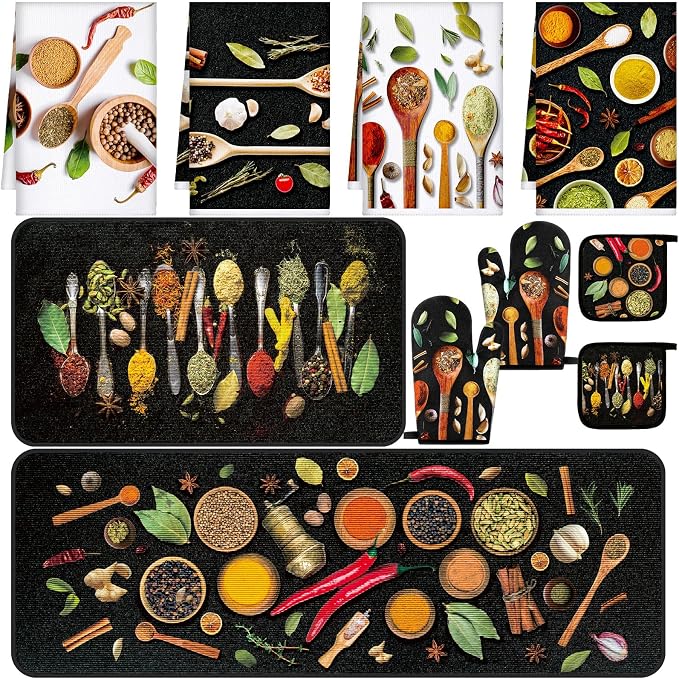 Fourluoo 10 Pcs Farmhouse Kitchen Decor and Accessories Set 4 Kitchen Towels 2 by Fourluoo