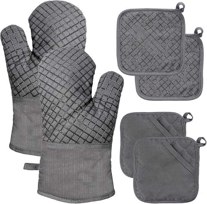 4 Pcs Oven Mitts and Pot Holders, Kitchen Long Oven Glove High Heat Resistant by Meirrnyyu