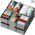 Drawer Organizer Clothes Set of 12 Grey by Neaterize