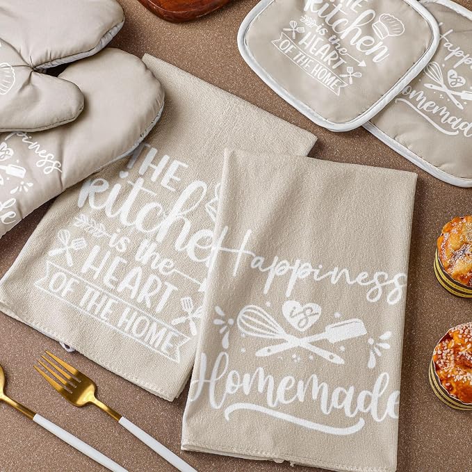 Sratte 6 Pcs Kitchen Decor Accessories Set Farmhouse Towels Pot Holders Oven - Image 7