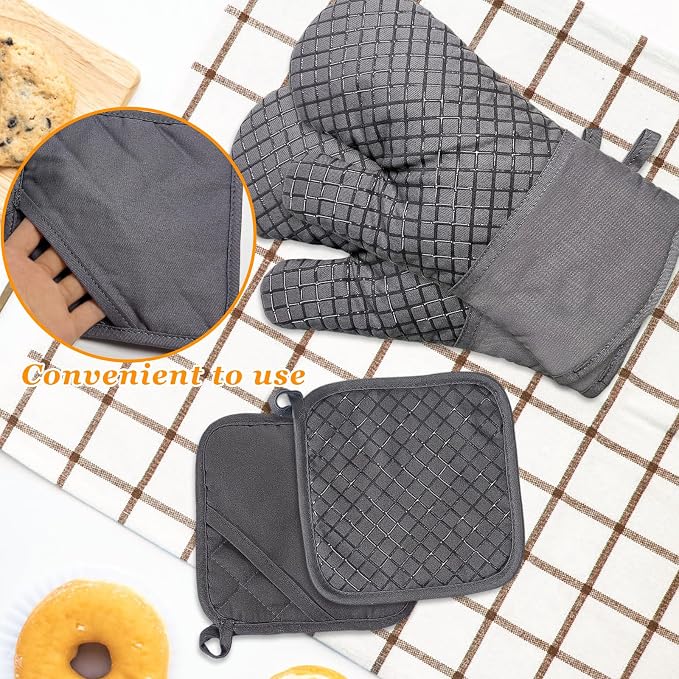 4 Pcs Oven Mitts and Pot Holders, Kitchen Long Oven Glove High Heat Resistant - Image 6