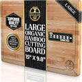 Deer & Oak Large Bamboo Chopping Board 15" x 9.8" x 0.8", Premium Wooden by DeerOak