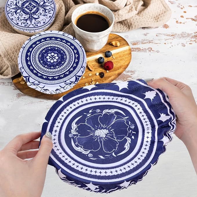 5 Pieces Bowl Covers Reusable, 5 Multi-Size Elastic Cloth Fabric Bowl Covers - Image 4