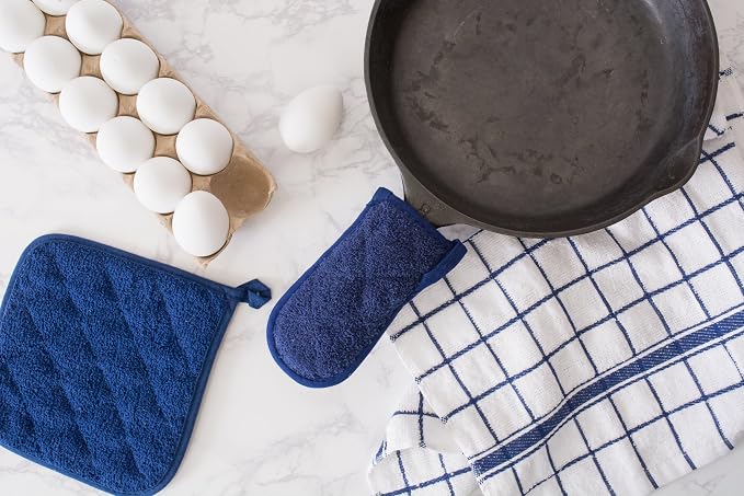 DII Basic Terry Collection Quilted 100% Cotton, Nautical Blue, 3 Piece - Image 2